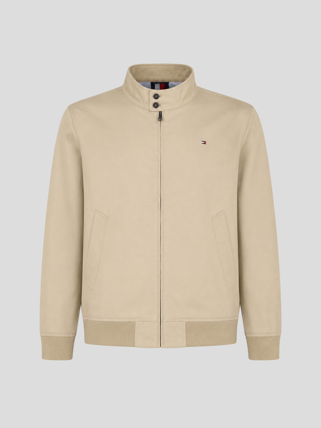 Blouson Zippé Col Montant Grande Taille Beige