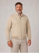 Blouson Zippé Col Montant Grande Taille Beige