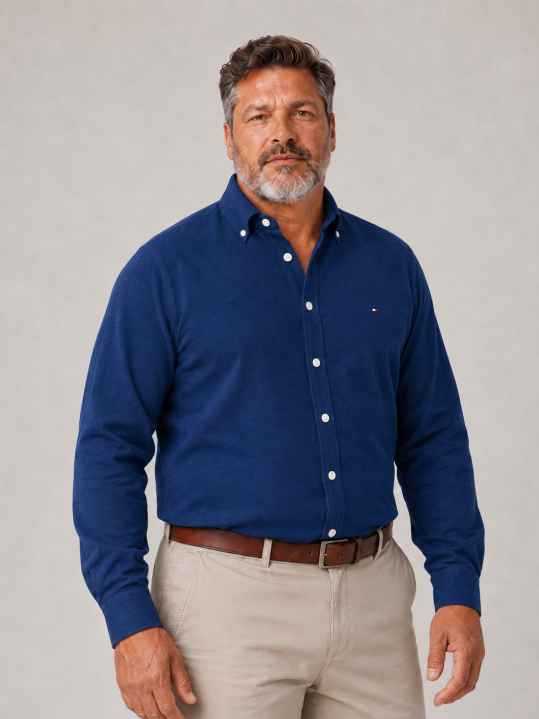 Chemise Maille Piquée Grande Taille Bleue