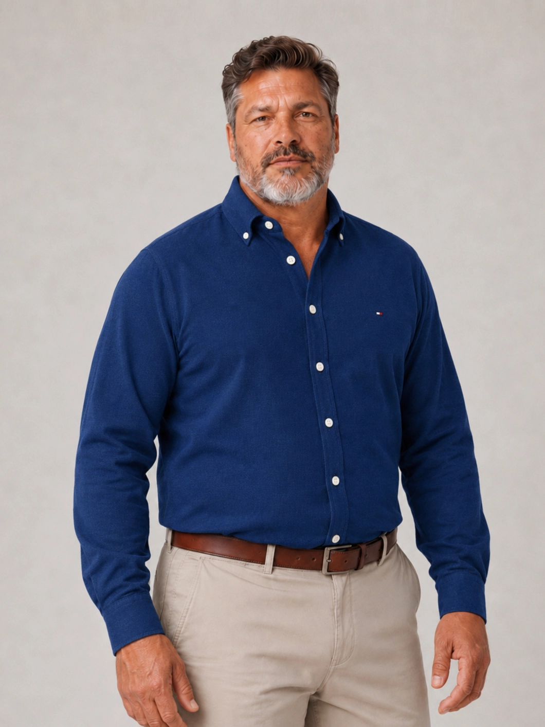 Chemise Maille Piquée Grande Taille Bleue