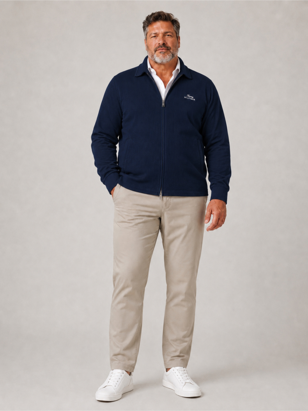 Haut Zippé Col Polo grande Taille Marine