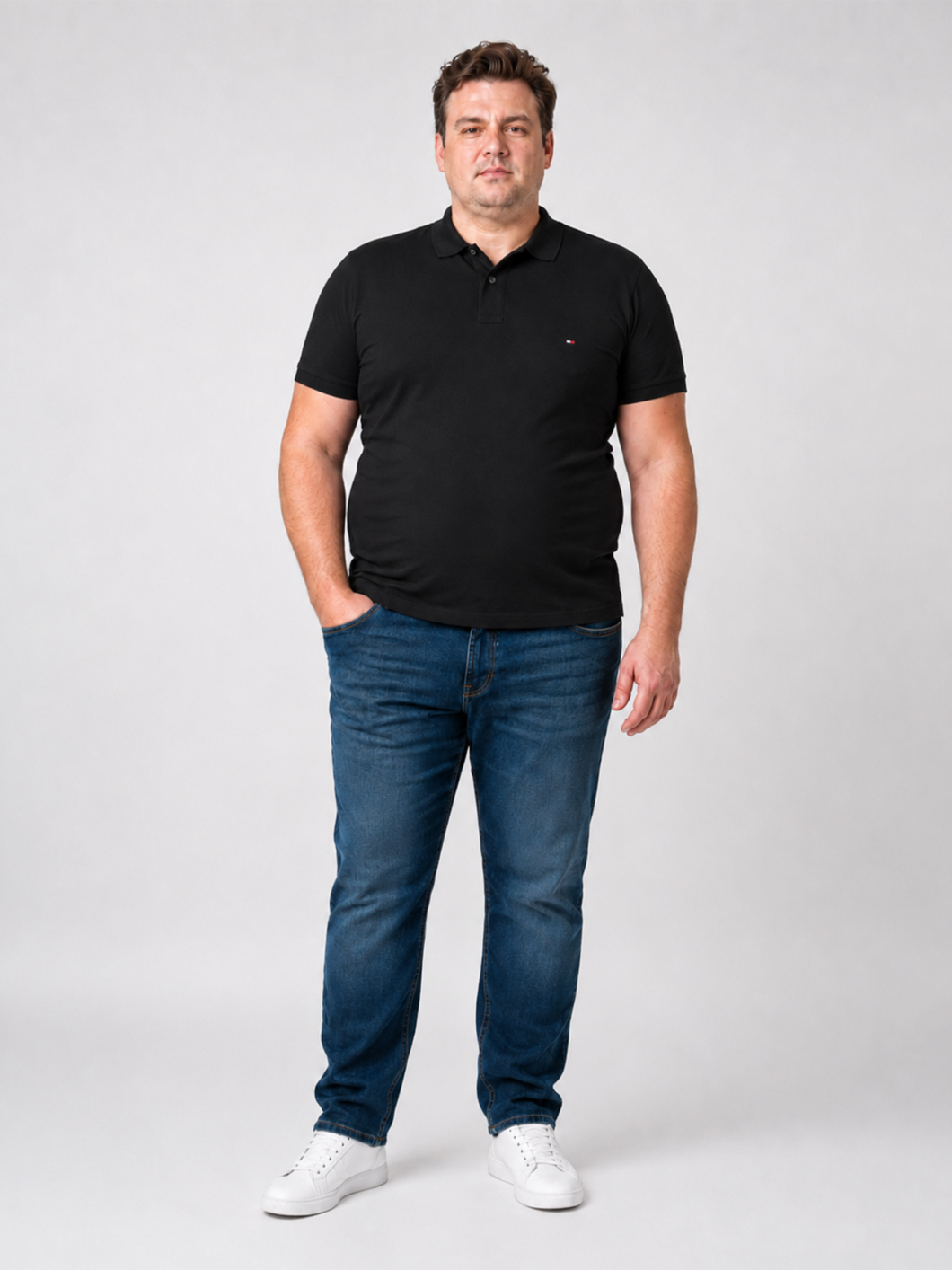 Polo Coton Piqué Grande Taille Noir