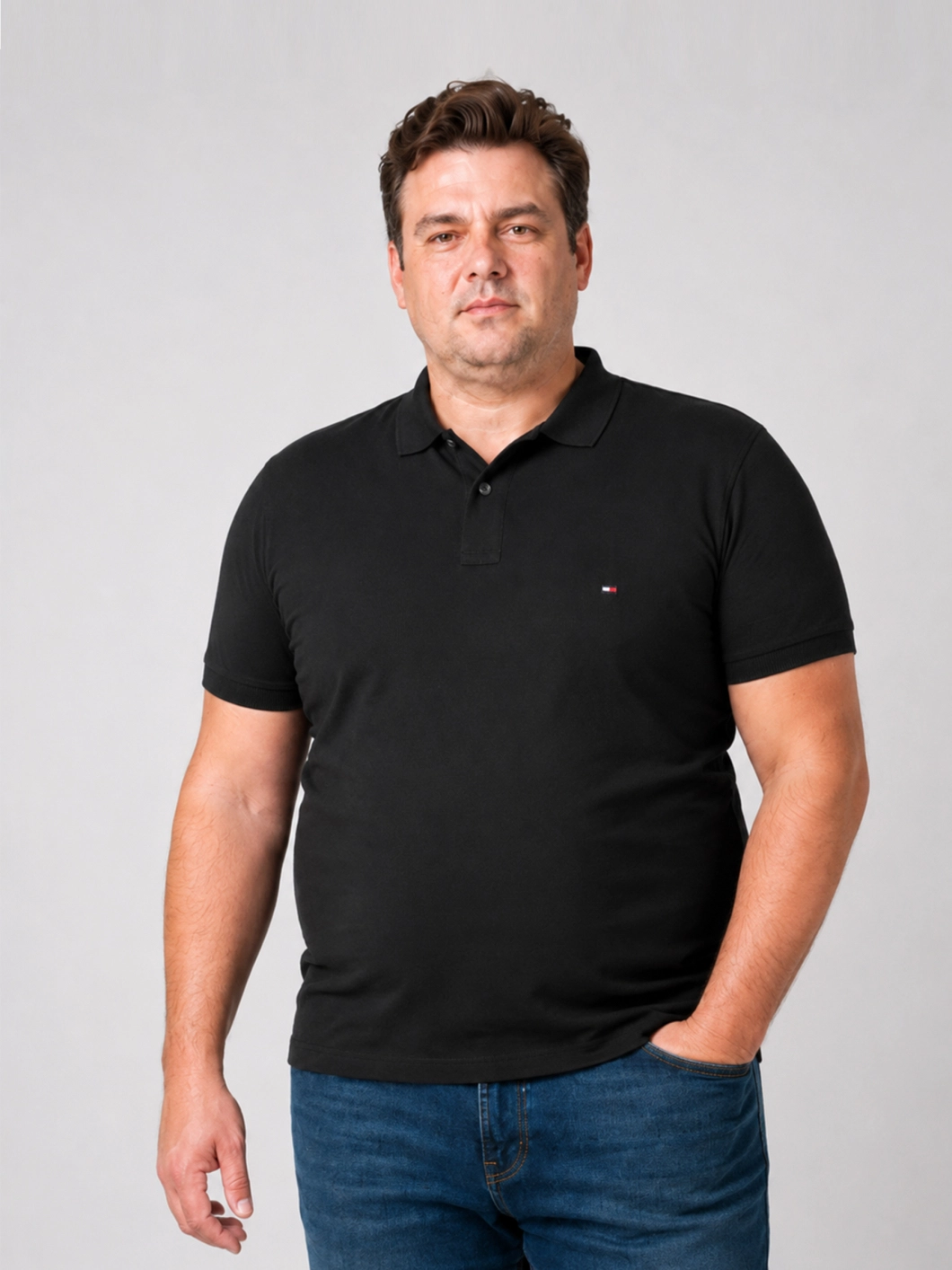 Polo Coton Piqué Grande Taille Noir