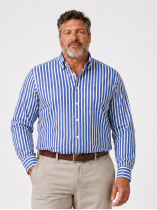 Chemise Popeline Rayée Grande Taille Bleue et Blanche