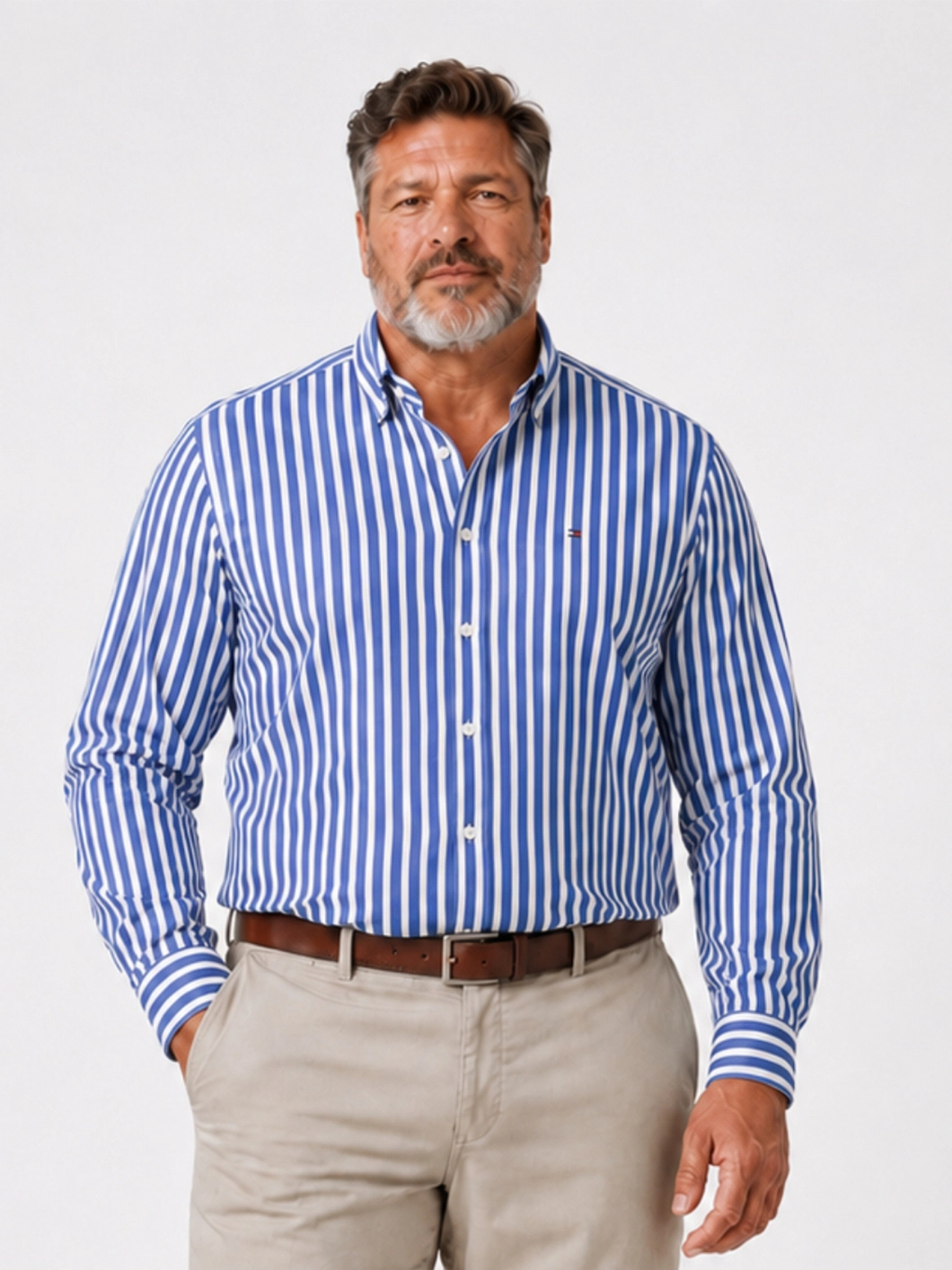 Chemise Popeline Rayée Grande Taille Bleue et Blanche