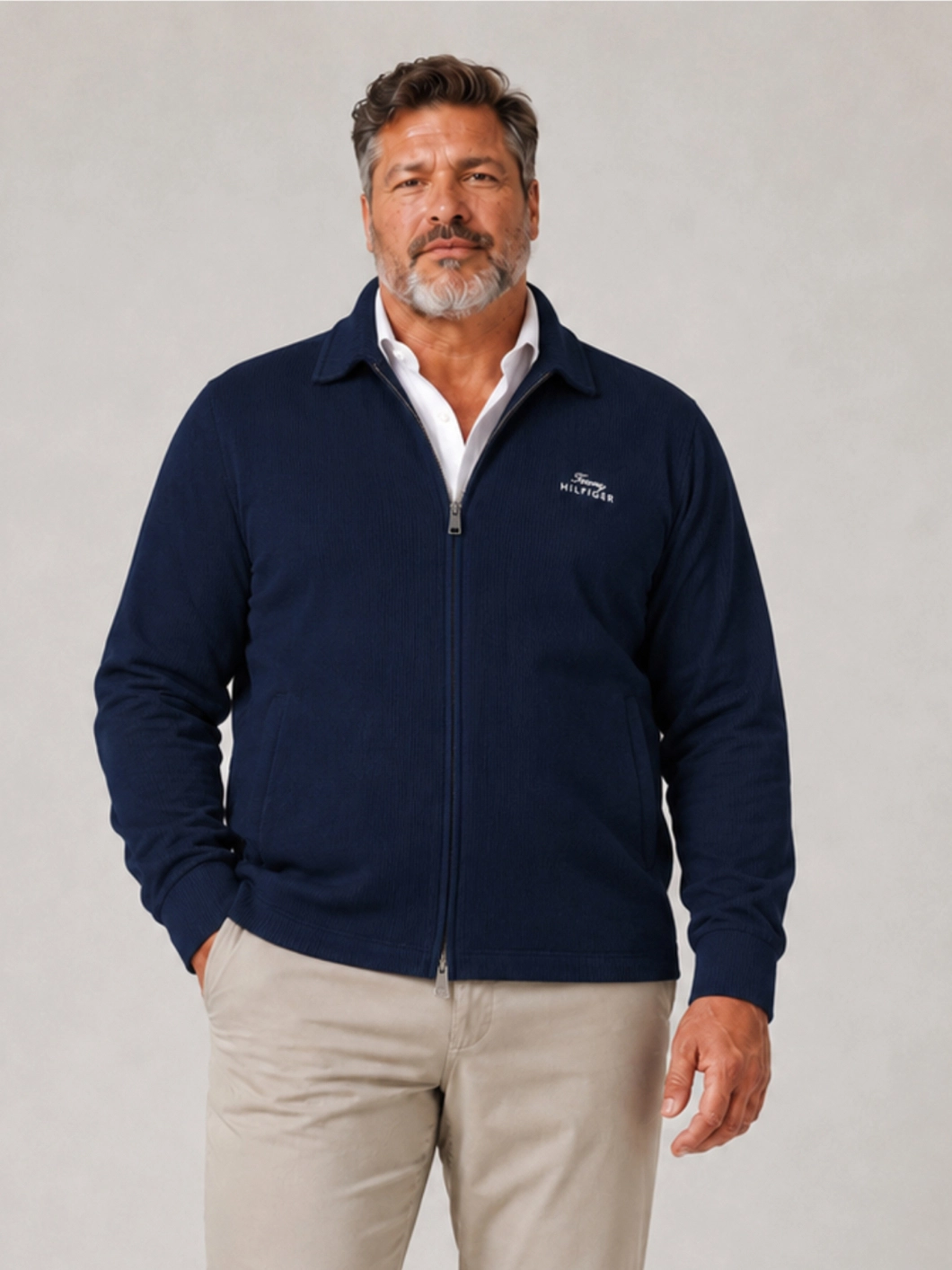 Haut Zippé Col Polo grande Taille Marine