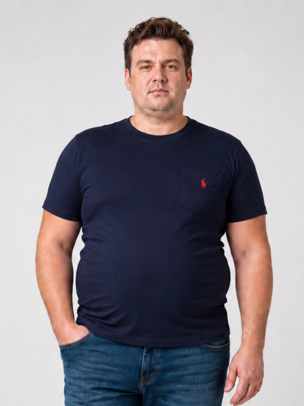 Tee-shirt Jersey avec Poche Grande Taille Marine