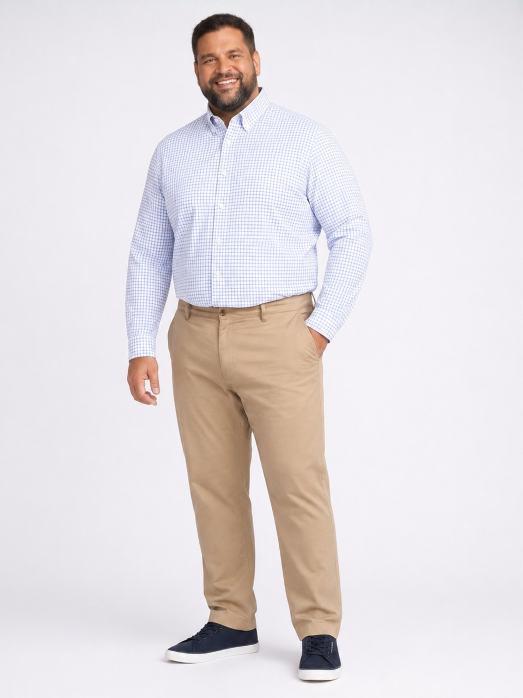 Chemise à Carreaux Grande Taille Bleue et Blanche