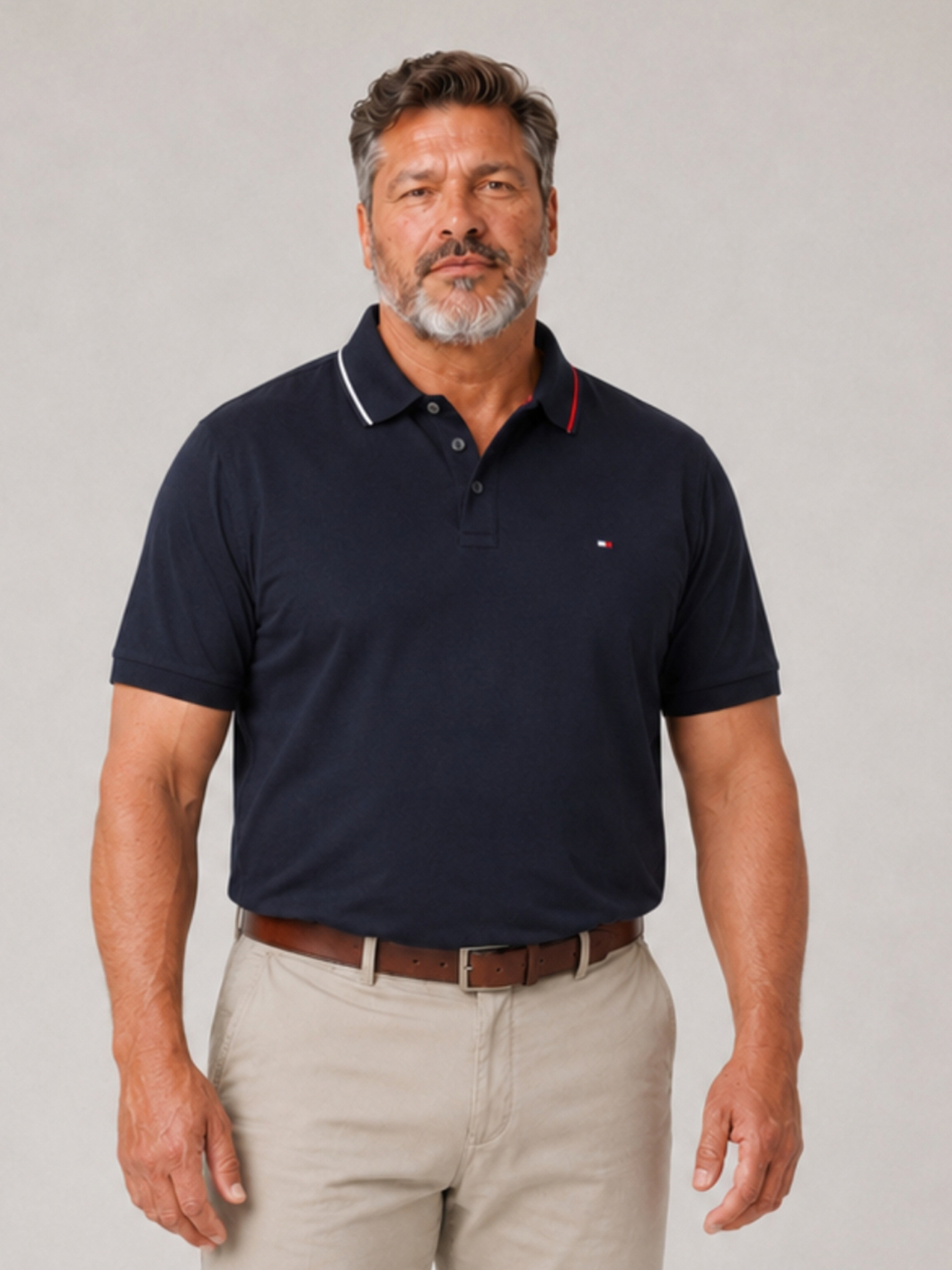 Polo Interlock Grande Taille Marine