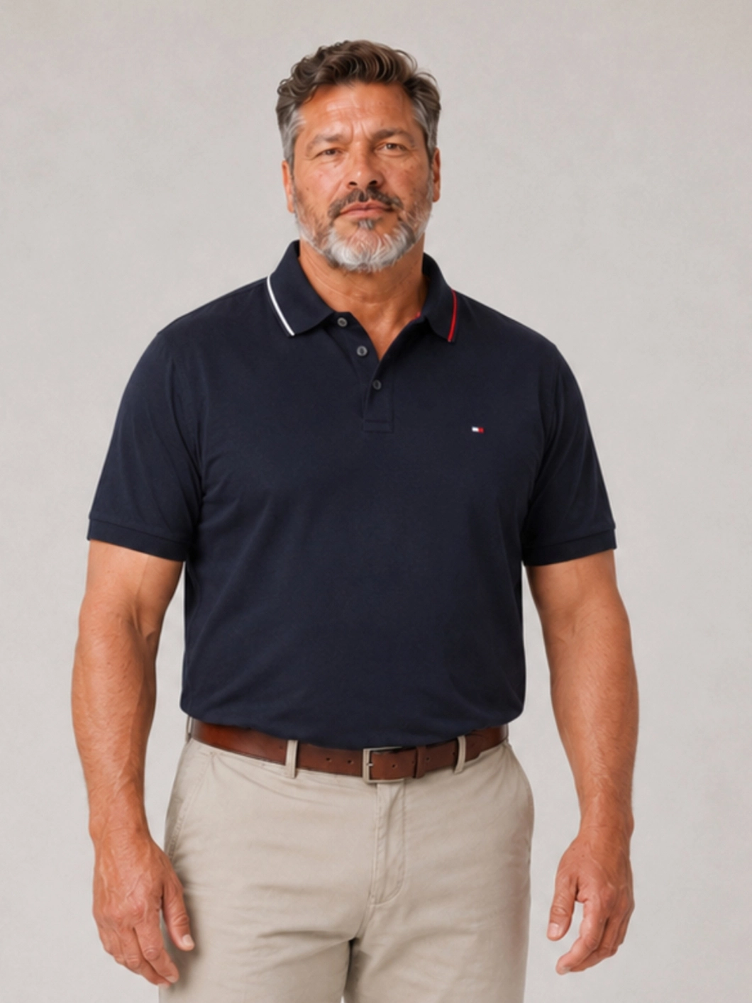 Polo Interlock Grande Taille Marine