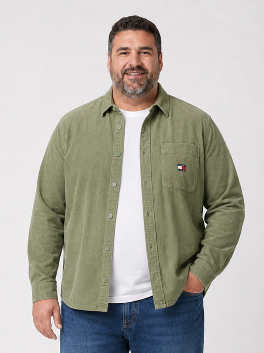 Surchemise Velours Gaufré Grande Taille Verte
