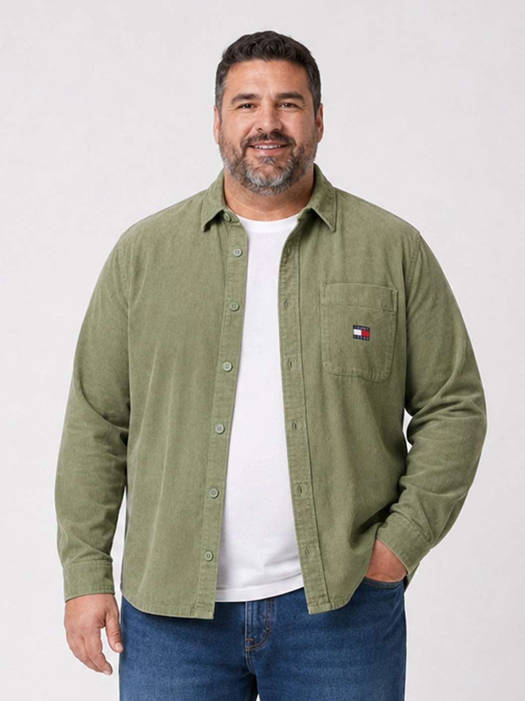 Surchemise Velours Gaufré Grande Taille Verte