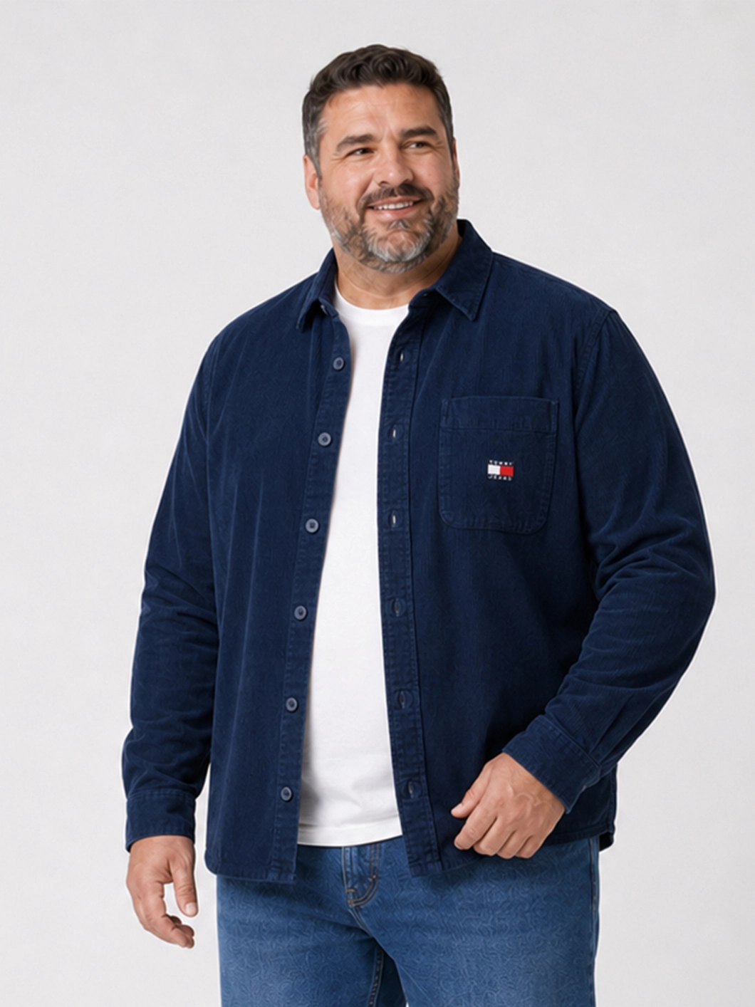 Surchemise Velours Gaufré Grande Taille Marine