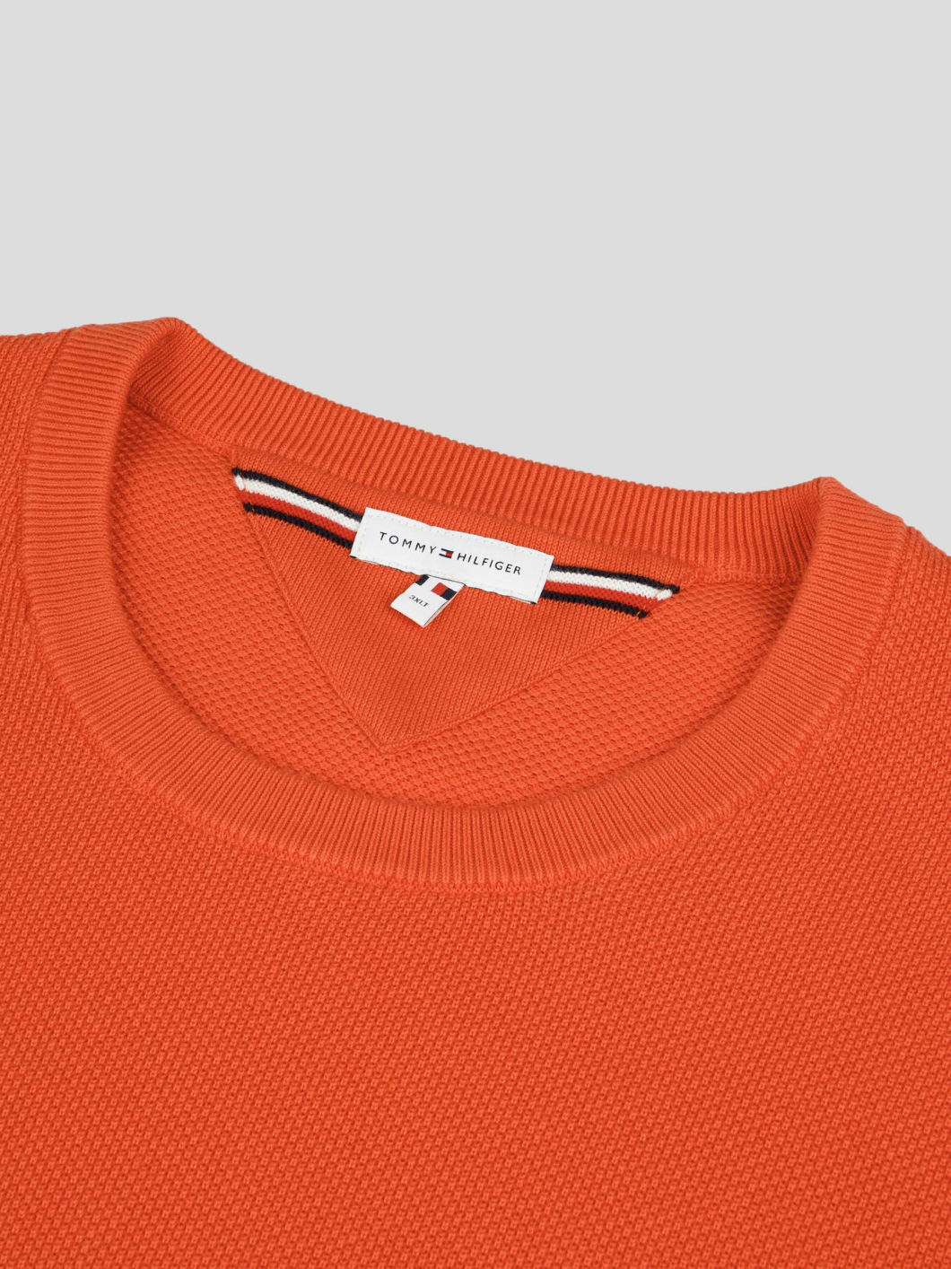 Pull Col Rond Texturé Grande Taille Orange