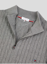 Pull Col Camionneur Torsadé Grande Taille Gris