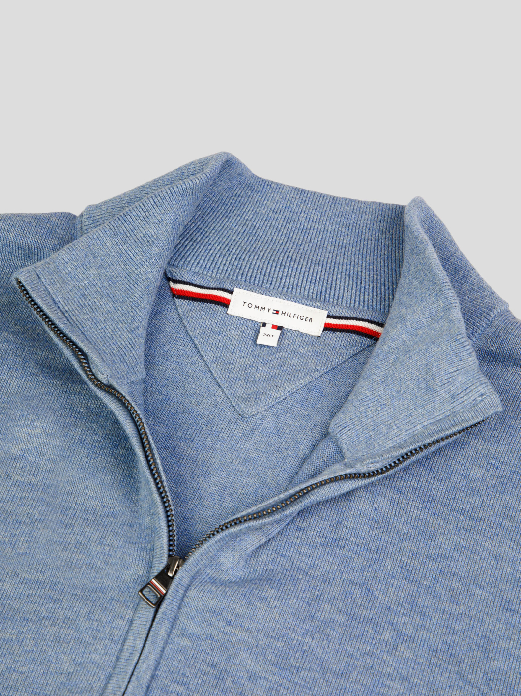 Cardigan Zippé Col Camionneur Grande Taille Bleu
