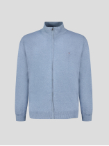 Cardigan Zippé Col Camionneur Grande Taille Bleu