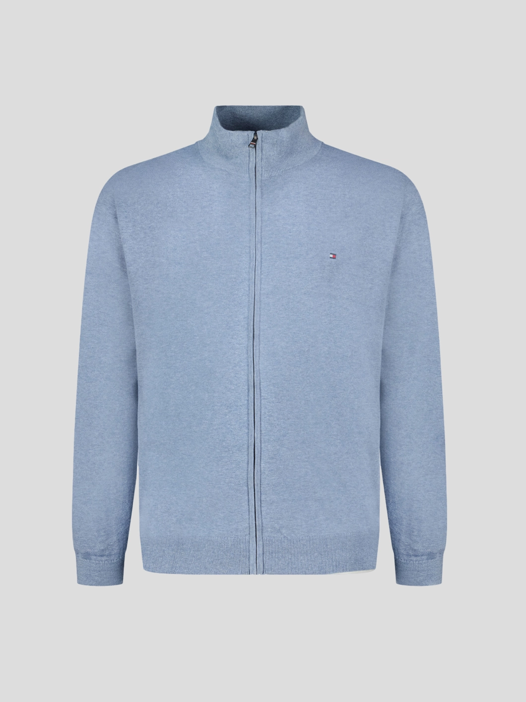 Cardigan Zippé Col Camionneur Grande Taille Bleu