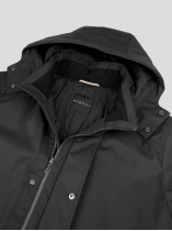 Parka Rain Series Capuche dans le Col Grande Taille Noire