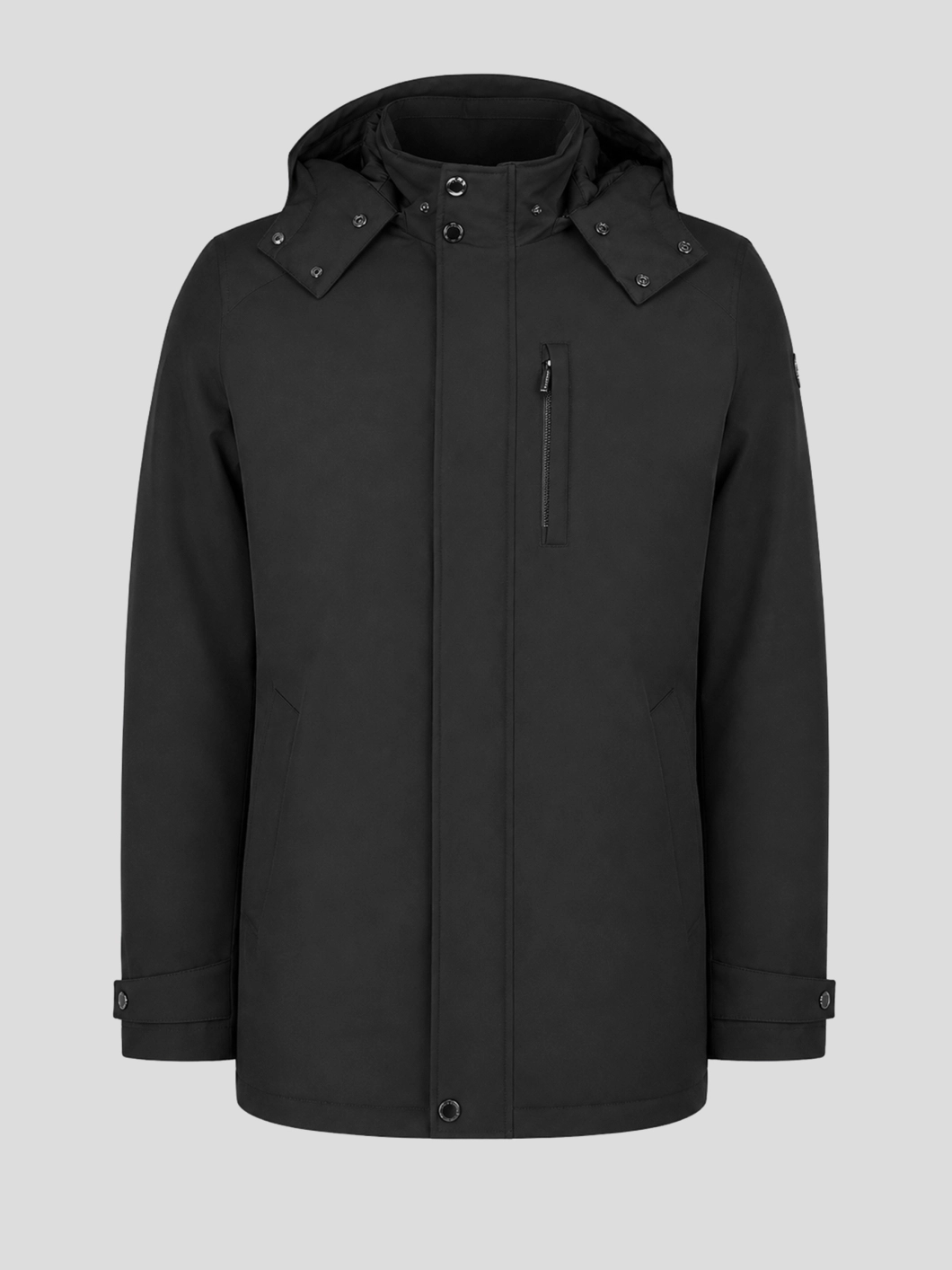 Parka Rain Series Capuche dans le Col Grande Taille Noire