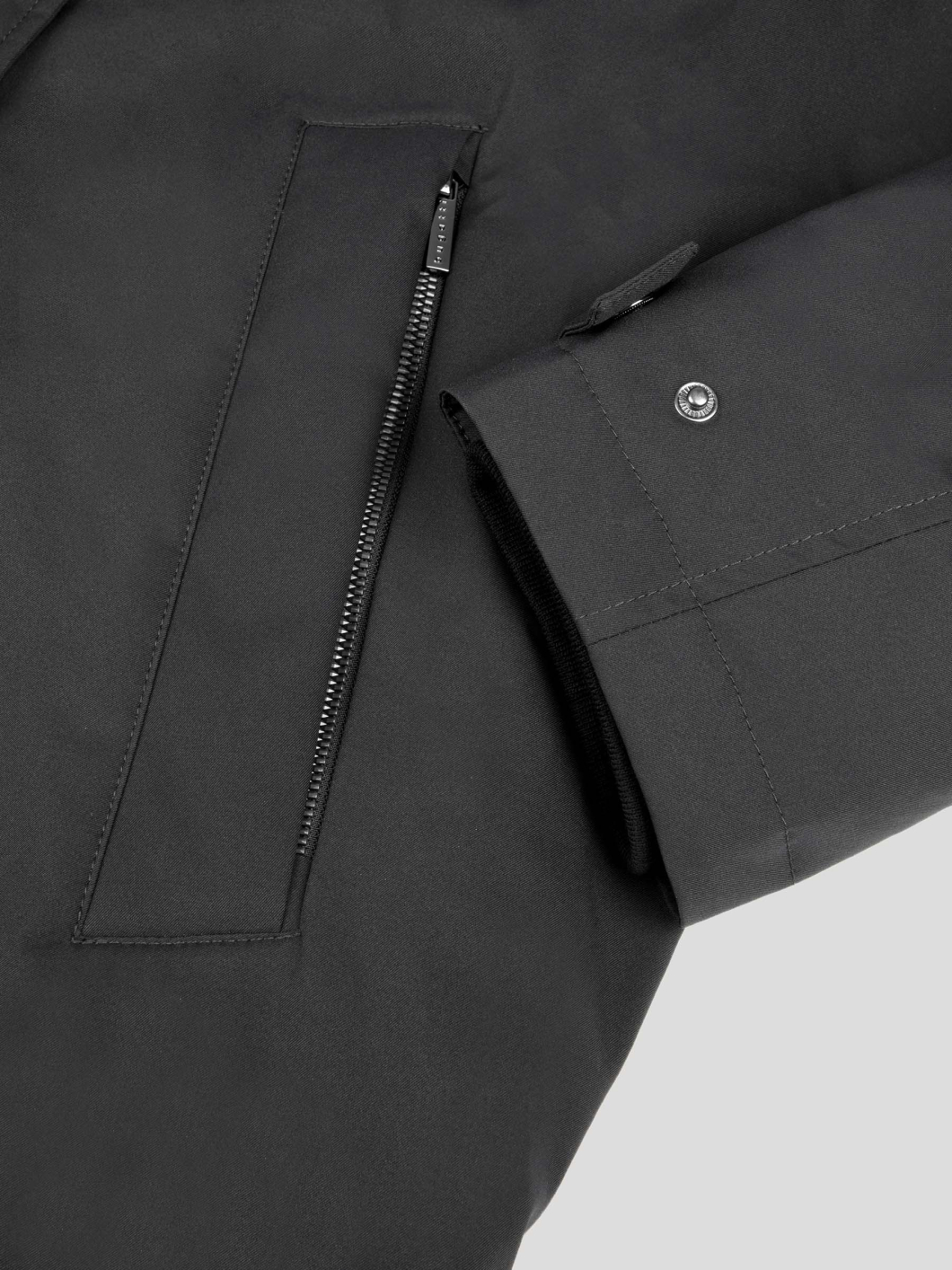 Parka Rain Series Capuche dans le Col Grande Taille Noire