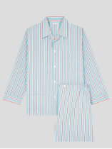 Pyjama à Rayures Grande Taille Bleu, blanc et Orange