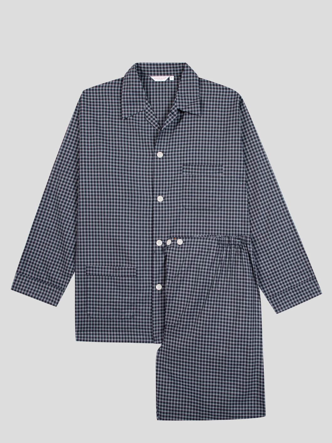 Pyjama Chaud à Carreaux Grande Taille Marine