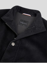 Blouson Doublé en Laine Mélangée Grande Taille Noir
