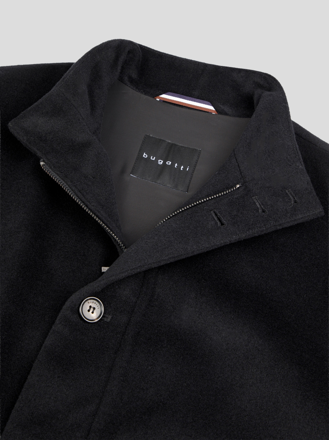 Blouson Doublé en Laine Mélangée Grande Taille Noir