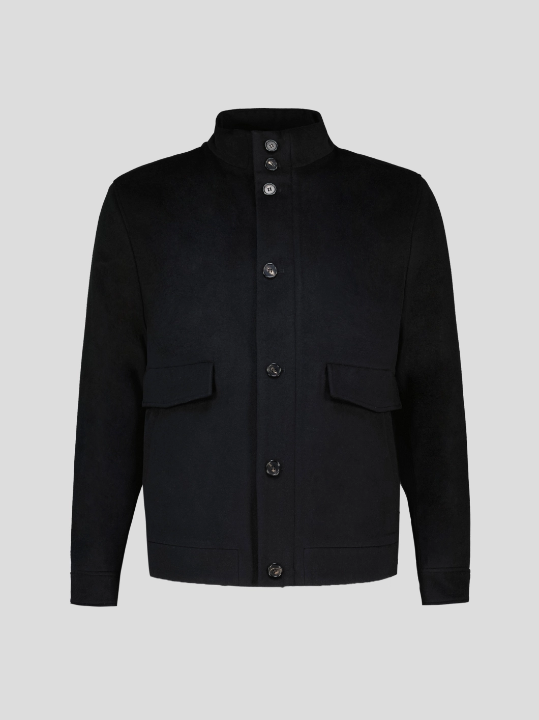 Blouson Doublé en Laine Mélangée Grande Taille Noir