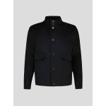 Blouson Doublé en Laine Mélangée Grande Taille Noir