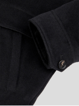 Blouson Doublé en Laine Mélangée Grande Taille Noir
