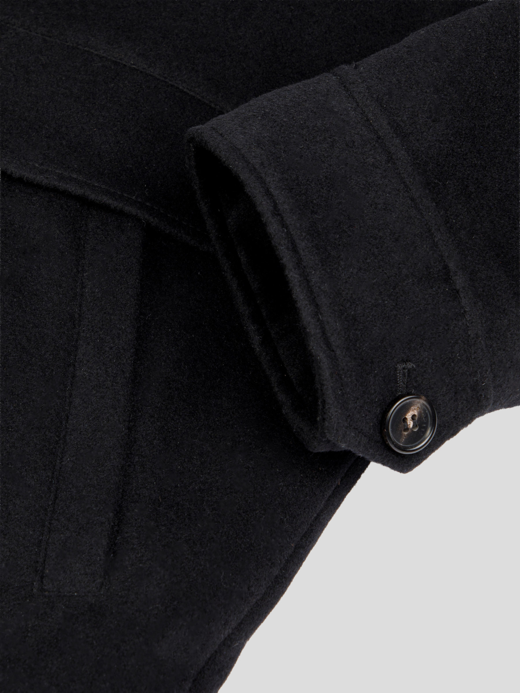 Blouson Doublé en Laine Mélangée Grande Taille Noir