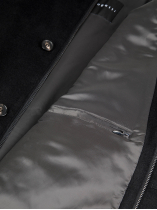 Blouson Doublé en Laine Mélangée Grande Taille Noir