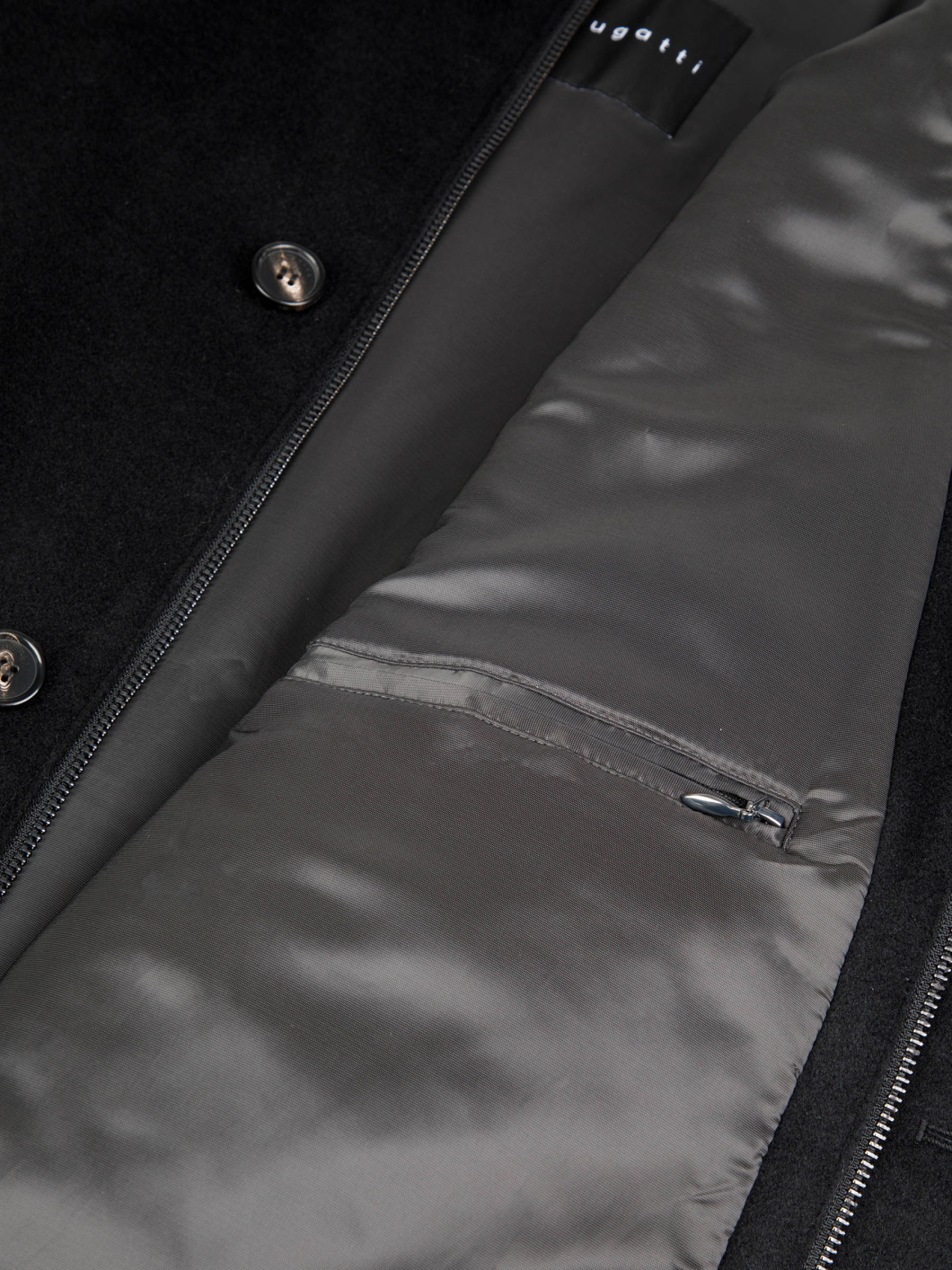 Blouson Doublé en Laine Mélangée Grande Taille Noir