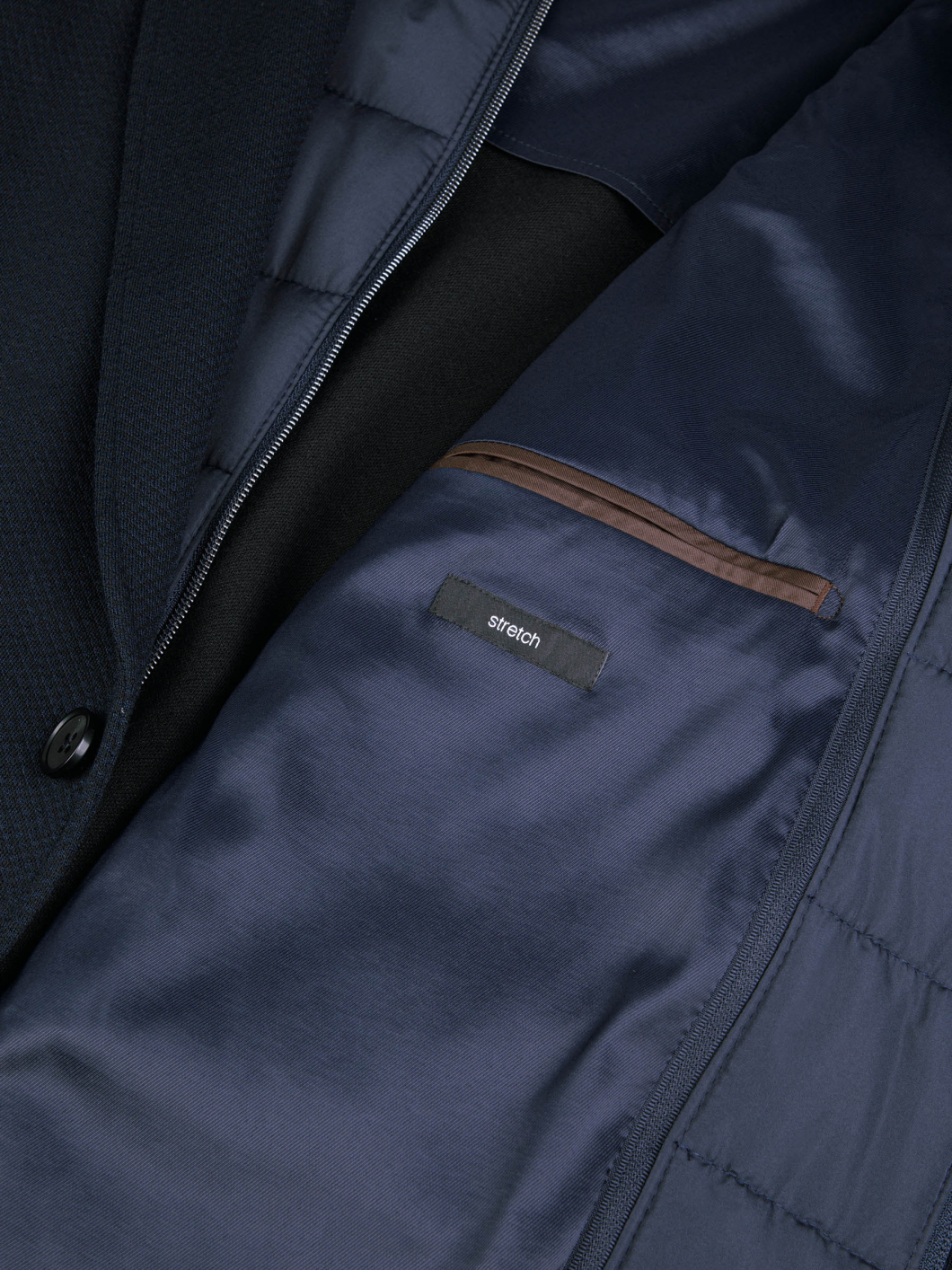 Veste Structurée avec Parmenture Grande Taille Marine