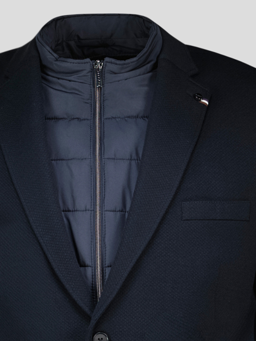 Veste Structurée avec Parmenture Grande Taille Marine