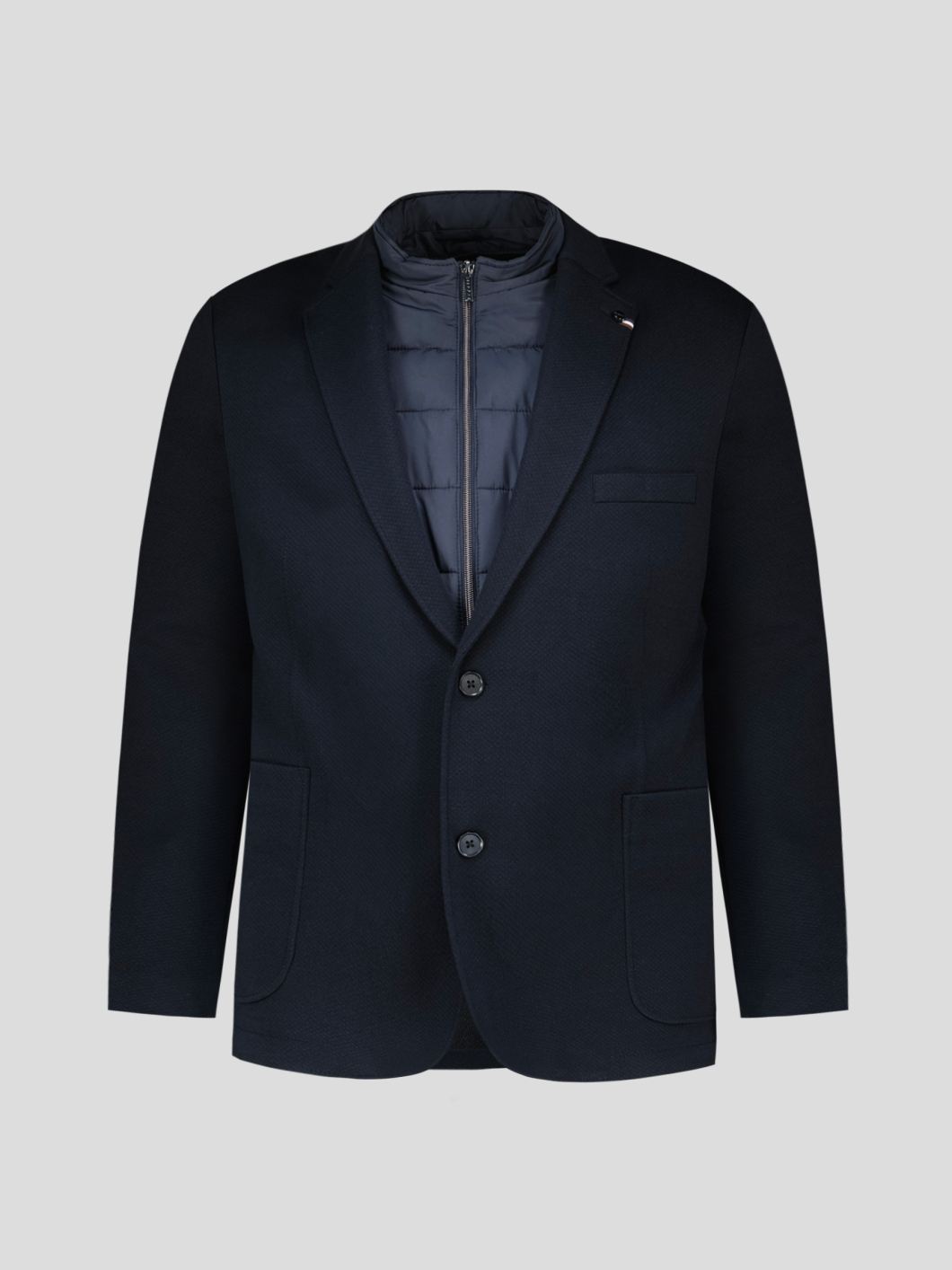 Veste Structurée avec Parmenture Grande Taille Marine