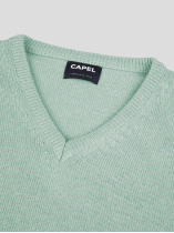 Pull Col V Como pour Homme Grand Vert Pastel