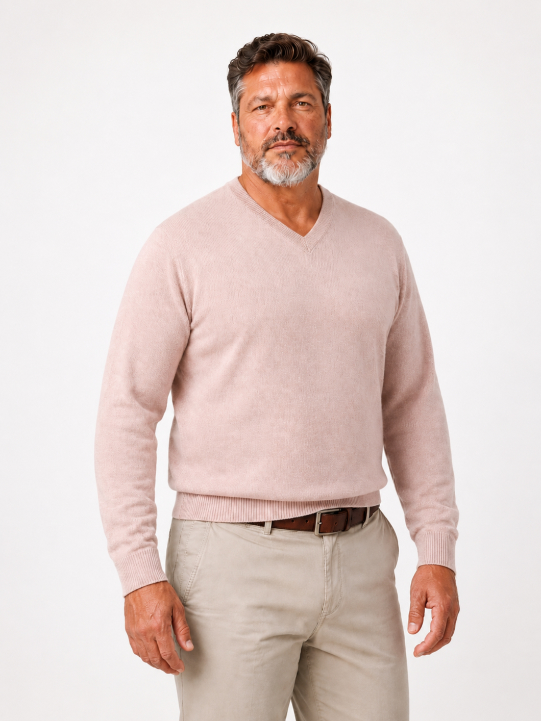 Pull Col V Como Grande Taille Rose Pâle