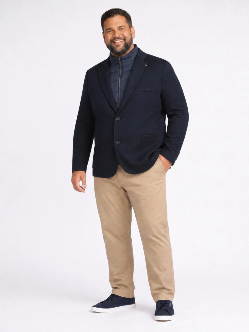 Veste Structurée avec Parmenture Grande Taille Marine