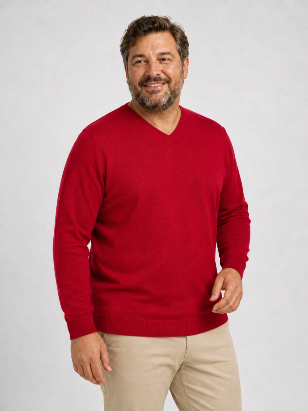 Pull Col V Como Grande Taille Rouge