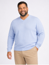 Pull Col V Como Grande Taille Bleu Ciel