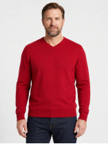Pull Col V Como pour Homme Grand Rouge