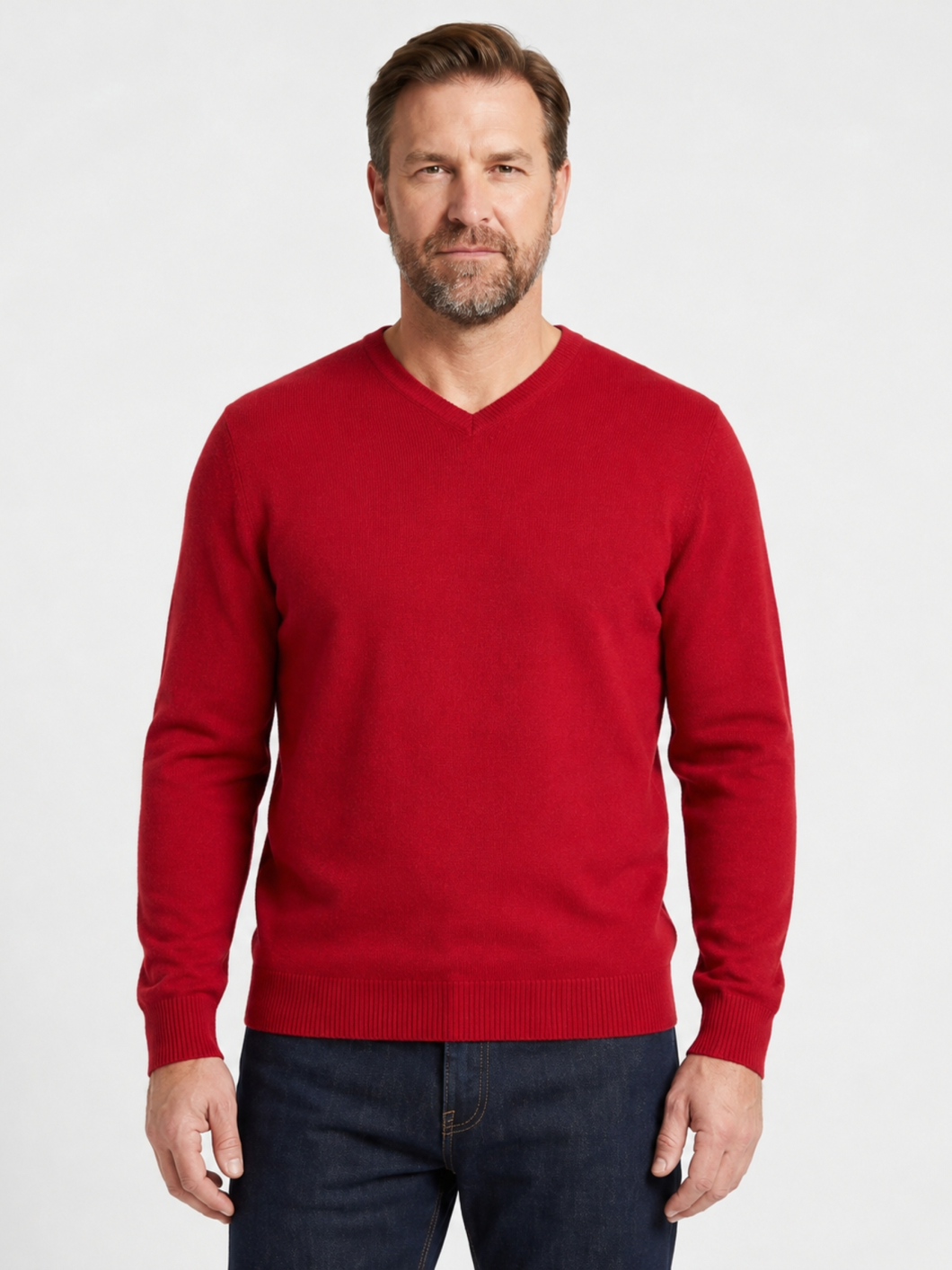 Pull Col V Como pour Homme Grand Rouge