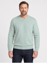 Pull Col V Como pour Homme Grand Vert Pastel