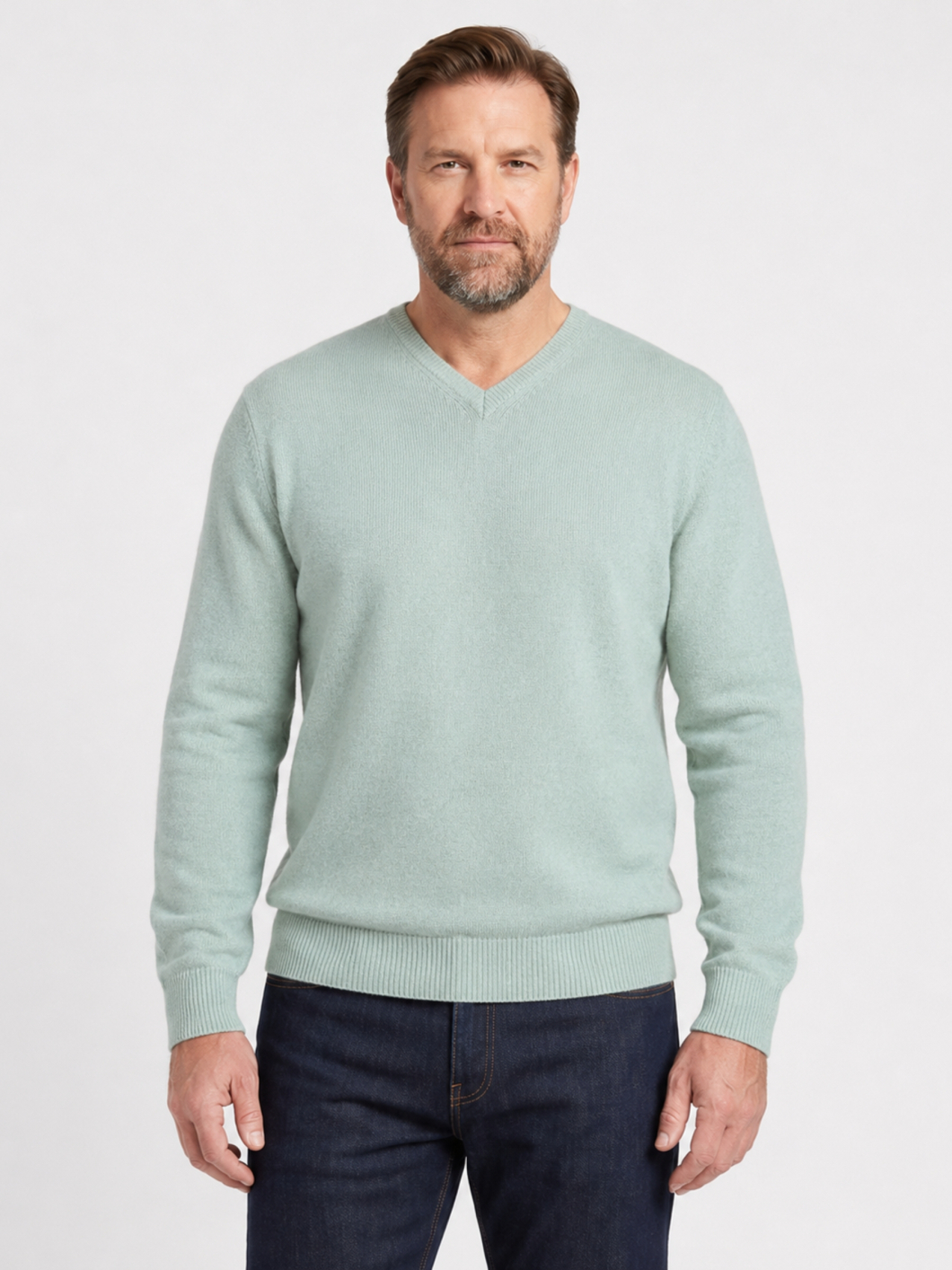 Pull Col V Como pour Homme Grand Vert Pastel