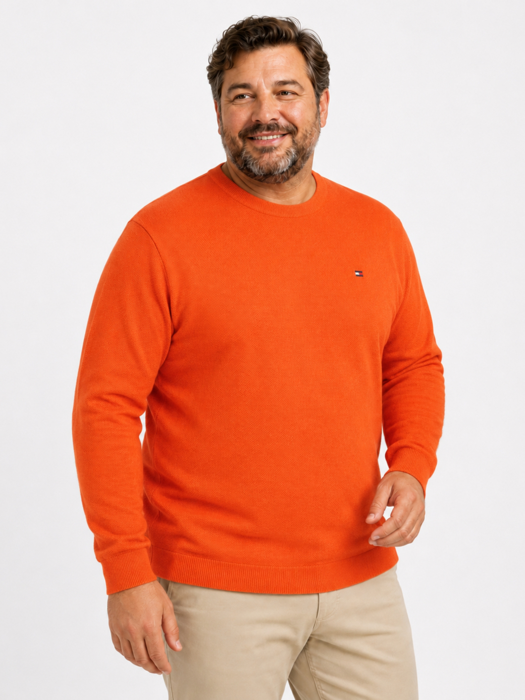 Pull Col Rond Texturé Grande Taille Orange