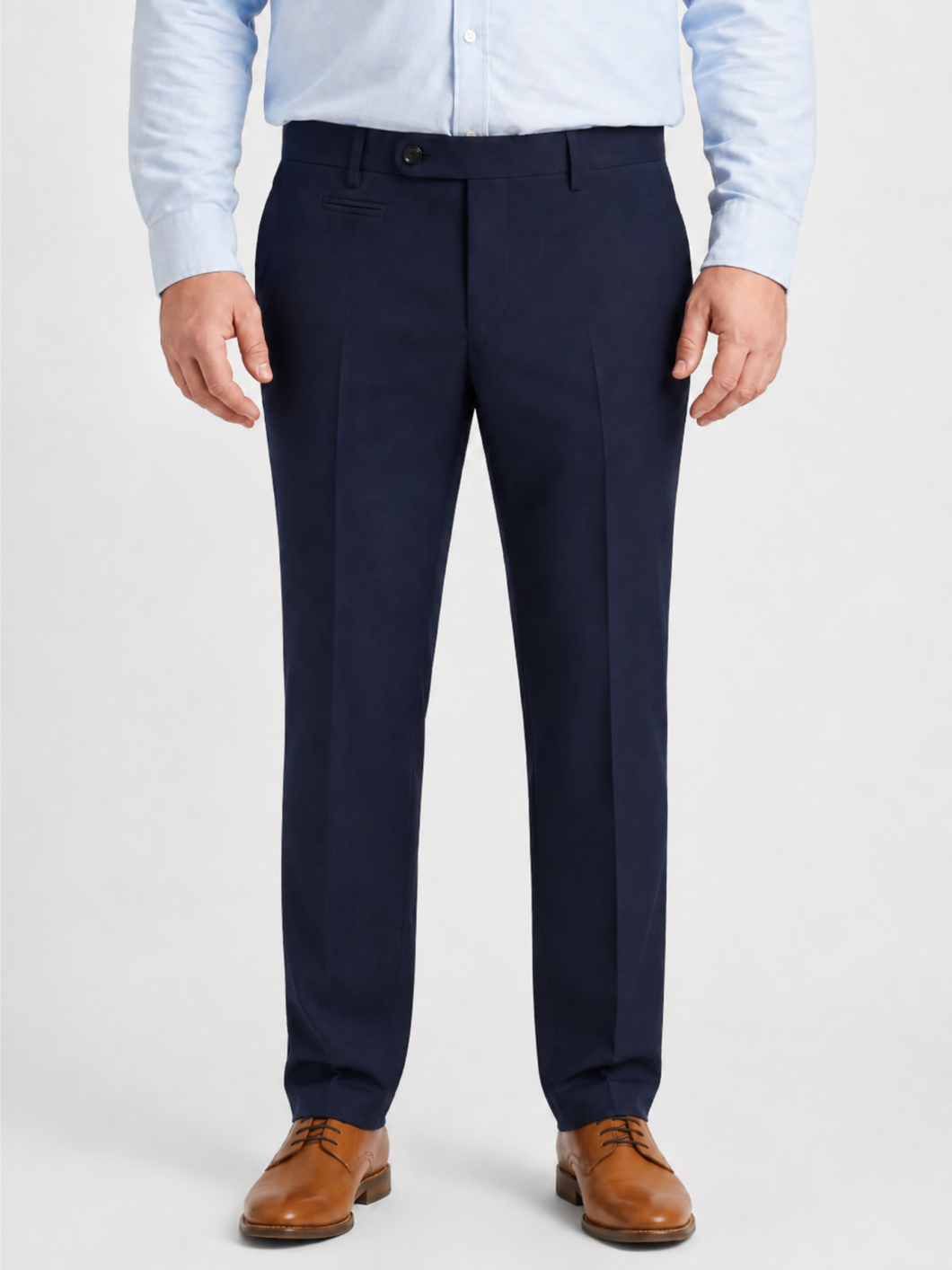 Pantalon en Gabrdine de Laine Grande Taille Marine