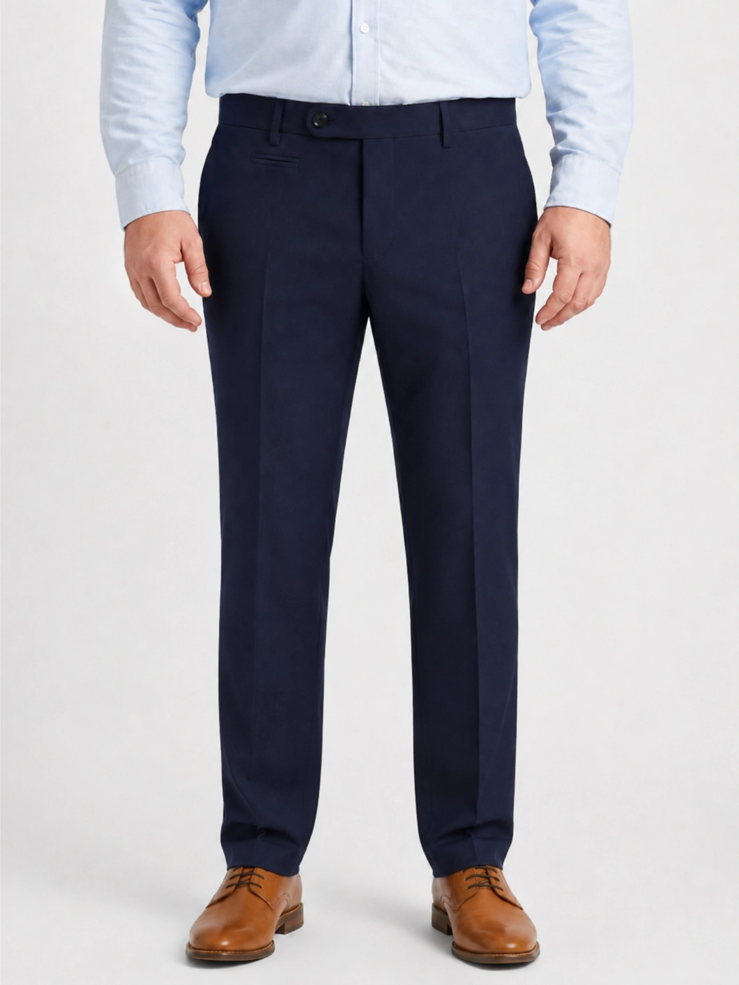 Pantalon en Gabrdine de Laine Grande Taille Marine